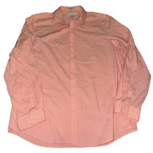 Men's Calvin Klein long-sleeved button up non-iron L dress shirt In Peachy Pink